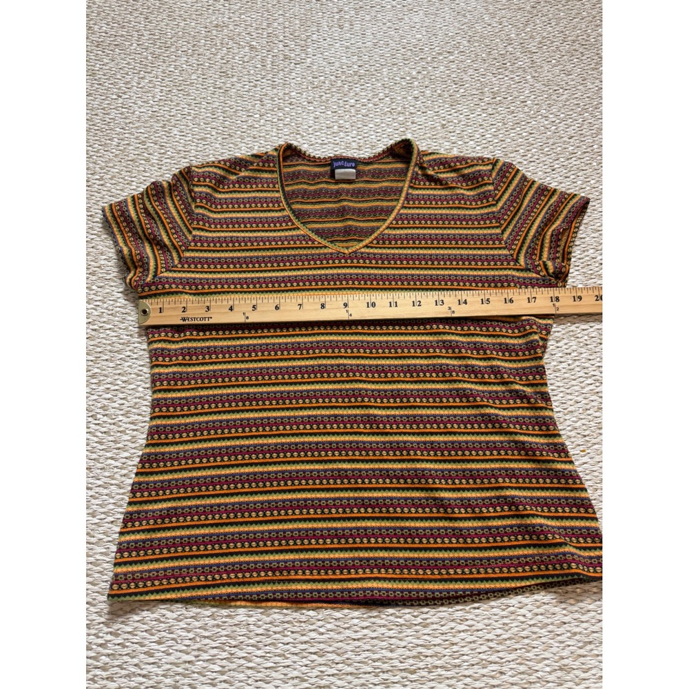 Juncture Large Short Sleeve Knit Striped Top Multi-Color Retro Y2K textured - Picture 7 of 7